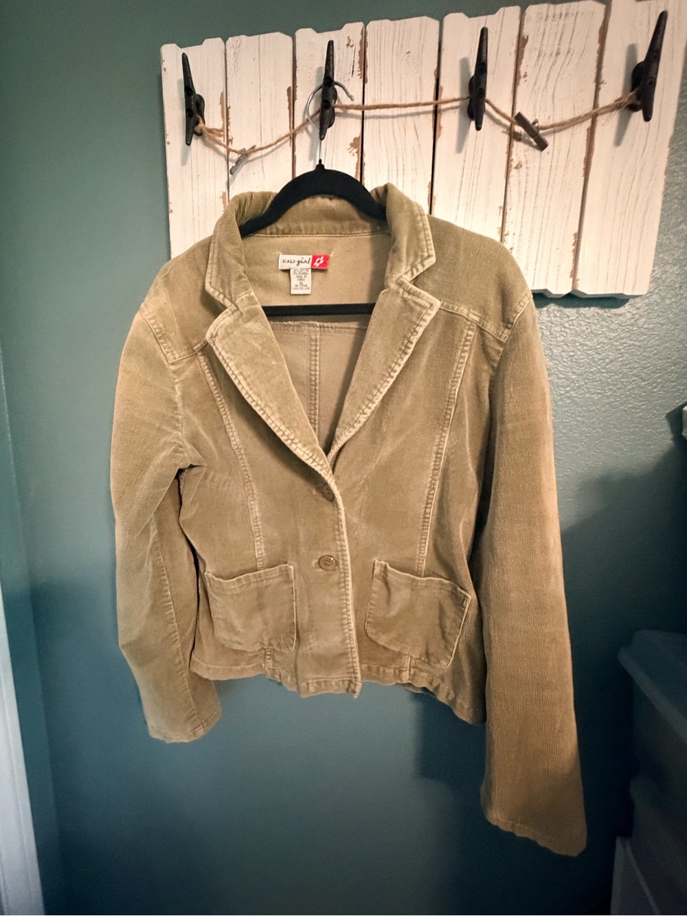 Girls' Corduroy Single-Button Blazer in Tan